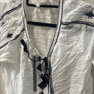LOFT White Cream Tie Front Blouse
